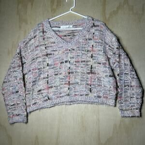 Altar’d State Confetti Cropped Knit Pullover Sweater Size Small Party